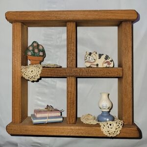 Vintage Wood Trinket Shelf with Trinkets Cottage Core Grandma Style